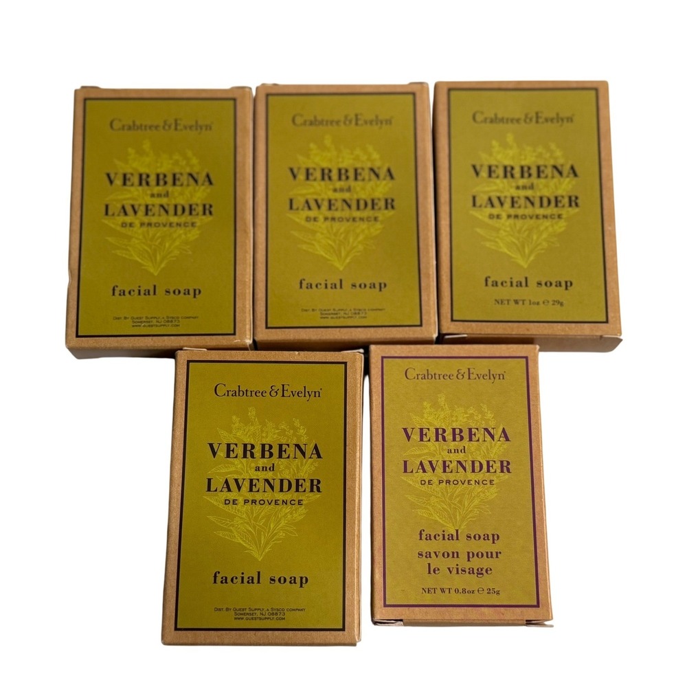 Crabtree & Evelyn Verbena and Lavender Facial Soap Set 5 Luxury Skincare Travel